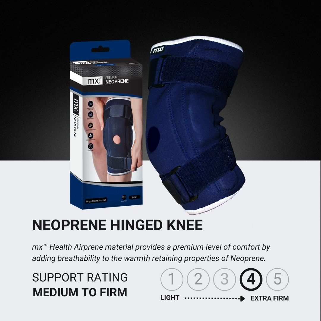 Details of support MX74001 Neoprene Hinged Knee